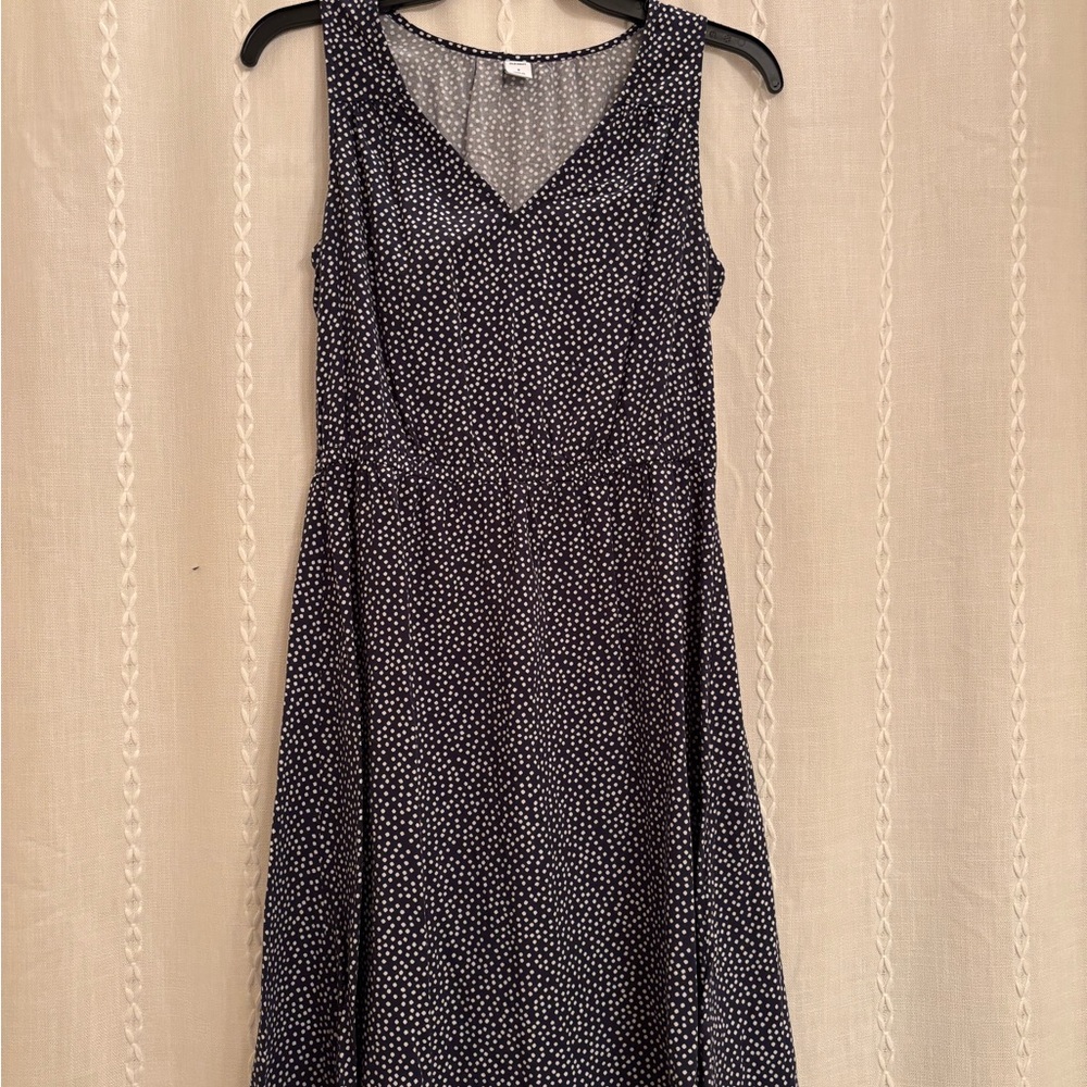 Old Navy Navy Blue Polka Dot Dress